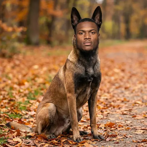 Photorealistic Belgian Malinois with Kenneth Walker III Face