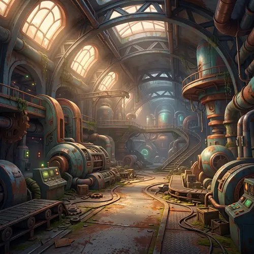 Futuristic Abandoned Factory Concept Art