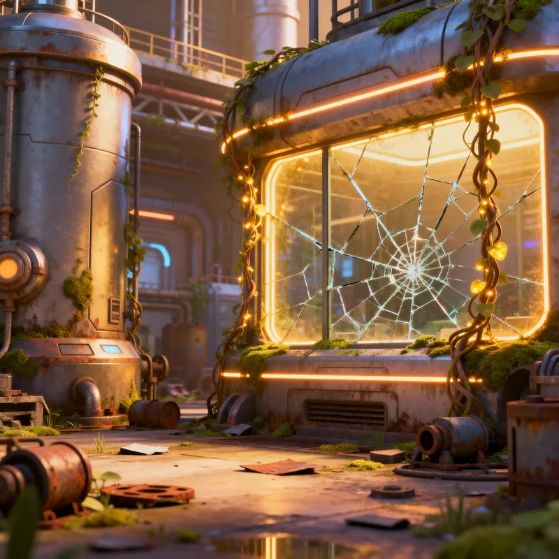 Futuristic Abandoned Factory Concept Art