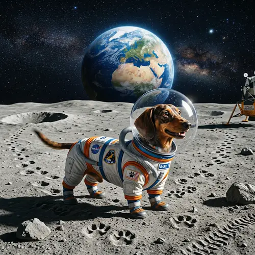 Adorable Dachshund Dog on the Moon | Space Adventure