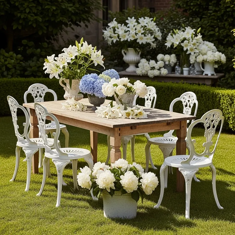 Elegant White Versailles Garden Table Setup Elegant White Versailles Garden Table Setup