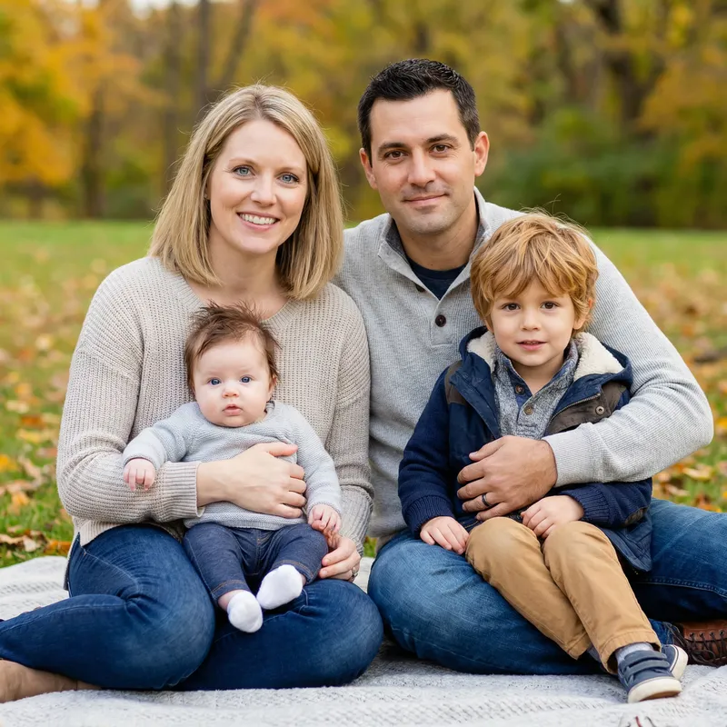 Heartwarming Family Portrait with Two Kids