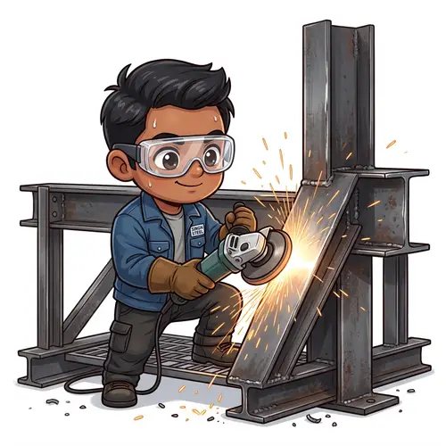 Steelworker Polishing Steel Structure with Dedication | Industrious Image