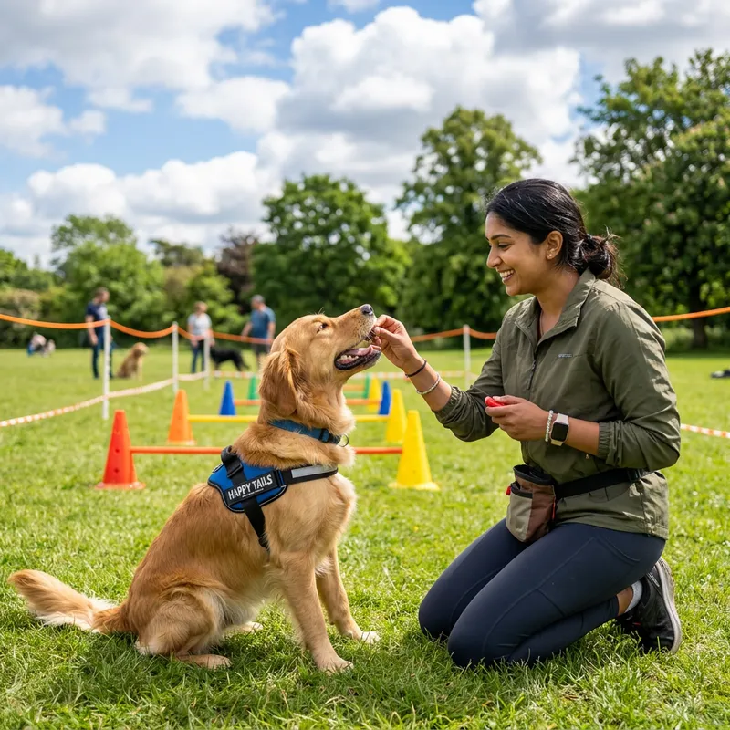 Positive Reinforcement Dog Training with Enthusiastic Canine and South Asian Trainer