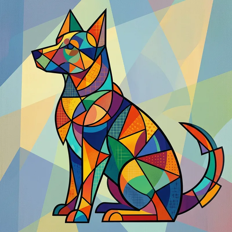 Abstract Dog Art: Modern Colorful Canine Interpretation Abstract Dog Art: Modern Colorful Canine Interpretation