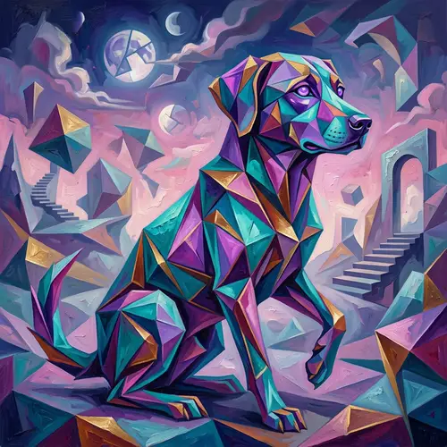 Abstract Surrealistic Dog Art | Stunning Geometric Shapes