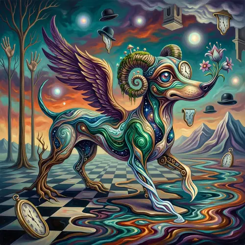 Surrealistic Dog Interpretation | Imaginative Artwork