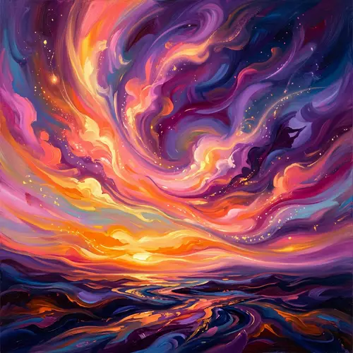 Vibrant Sunset Painting | Abstract Colors in the Sky