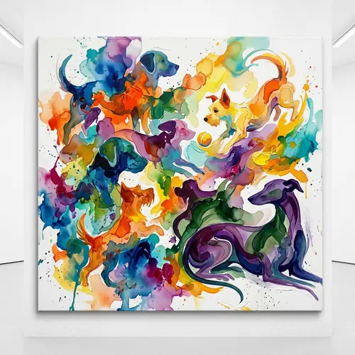 Abstract Dogs Art - Vibrant Canine Imagery