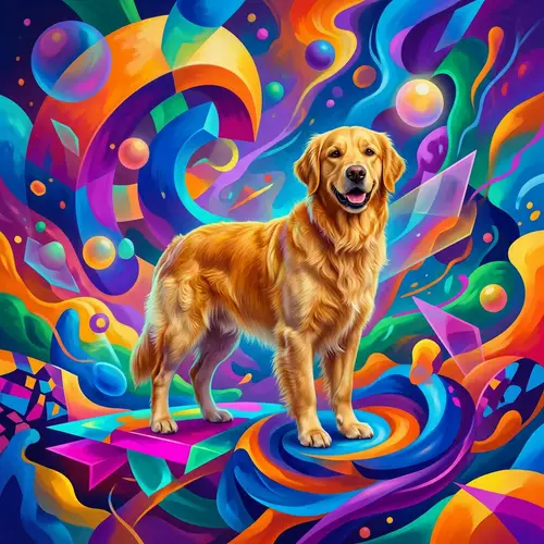 Abstract Dog Art: Bold Colors & Lifelike Detail