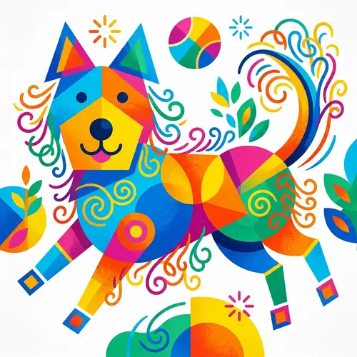 Abstract Dog Art: Colorful & Playful Design