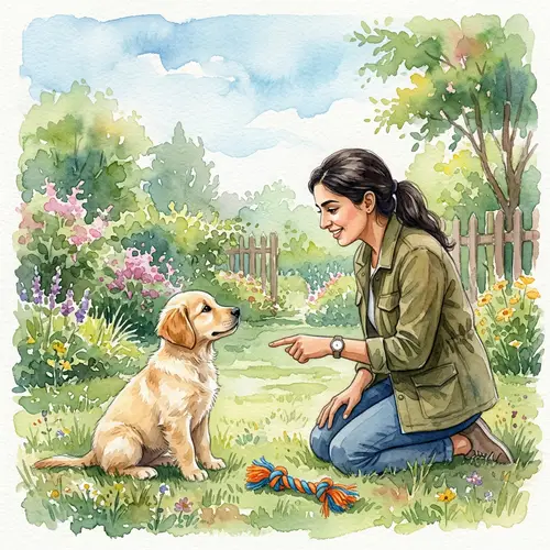 Educating a Puppy in Watercolor Art | Trainer with Puppy