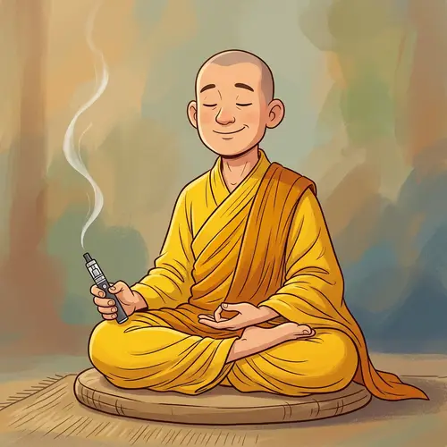 Cartoon Monk with Modern Twist | Vibrant Yellow Robes