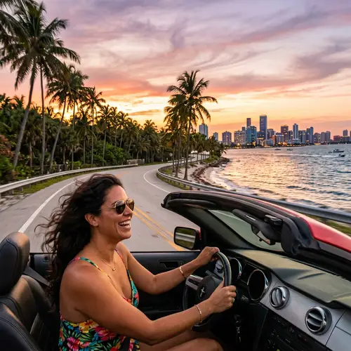 Scenic Miami Convertible Drive: Sunset Bliss