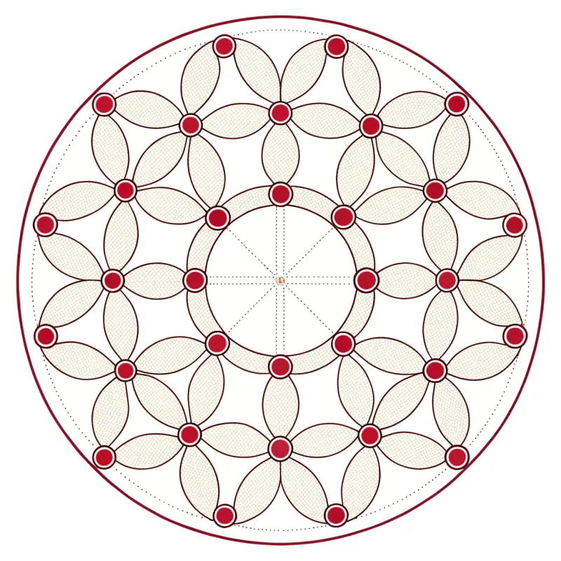 Circle with Seven Circles at 51.43 Degrees