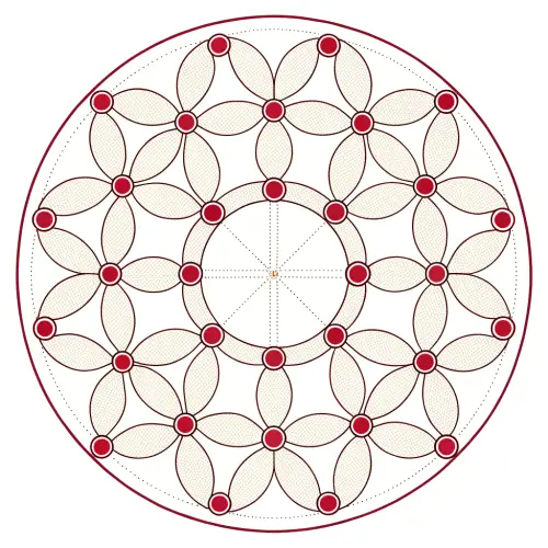 Circle with Seven Circles at 51.43 Degrees