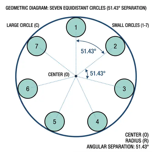 Circle with Seven Circles at 51.43 Degrees