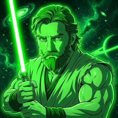 Neon Green Space Art: Buff Character Design