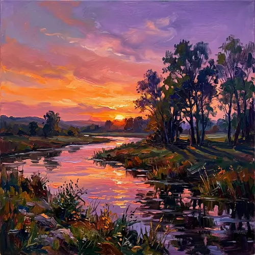 Impressionist Sunset Painting – Nature’s Dazzling Display