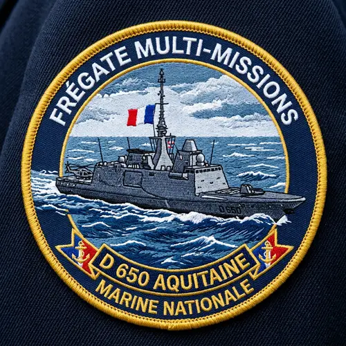 French Frigate Patch Design with Maritime Elements