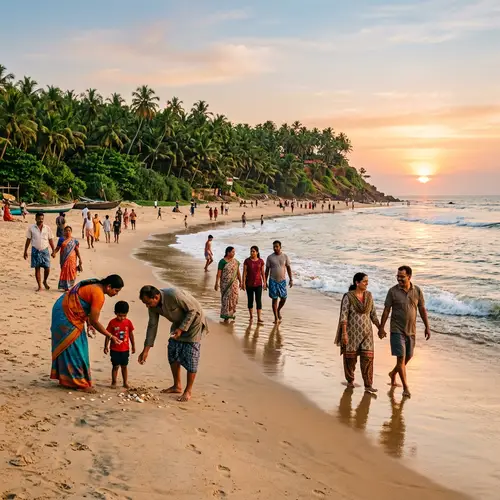 Tranquil Beach Scene in Kerala, India