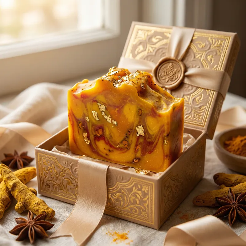 Handcrafted Turmeric Soap with Opulent Packaging