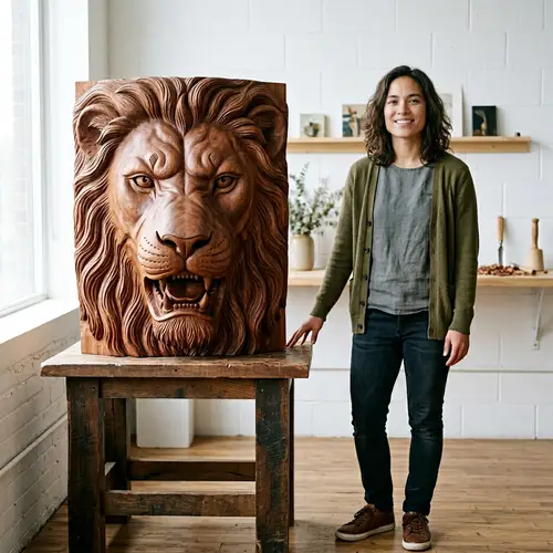 Photo-realistic Carved Lion Sculpture with Individual