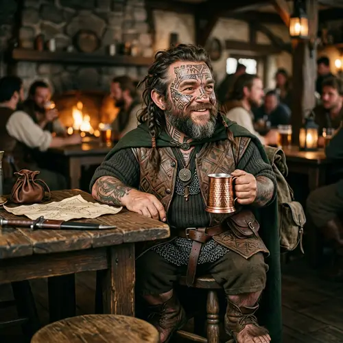 Male Halfling with Facial Tattoos - Unique Character Art