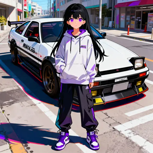 Anime Girl in Streetwear: Inspired by Initial D