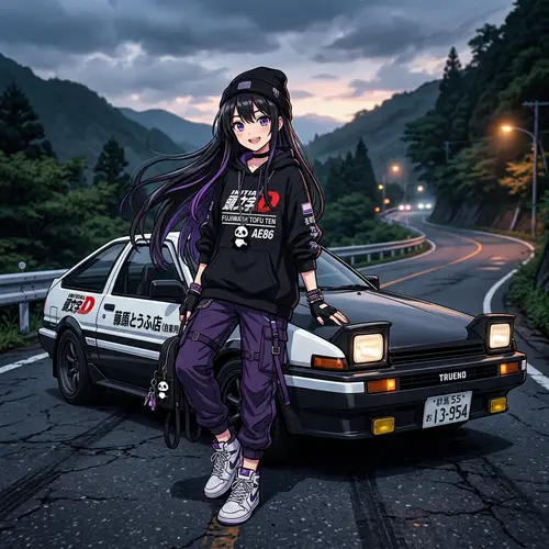 Anime Girl in Streetwear: Inspired by Initial D