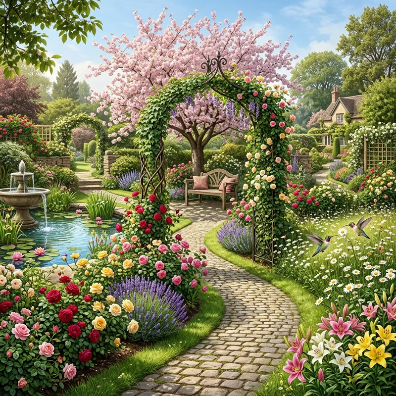 Incredibly Realistic and Breathtaking Garden: Multicolored Roses, Lavender, Lilies & More