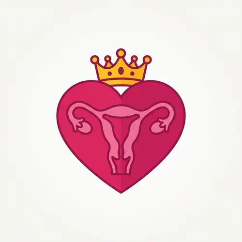 Captivating Heart with Crown and Uterus Icon - Flat Design Style