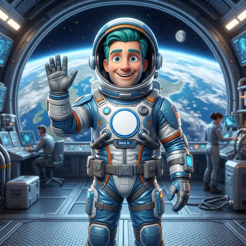 Friendly 3D Cartoon Astronaut Mascot Design