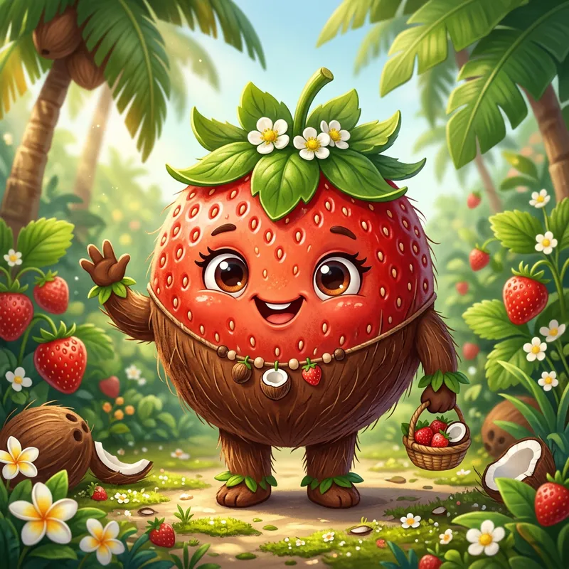 Hybrid Coconut and Strawberry Character Design