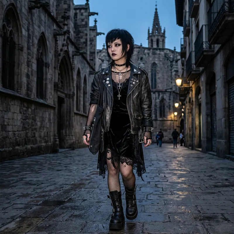 Asian Goth Female in Urban Setting | Artwork Showcase