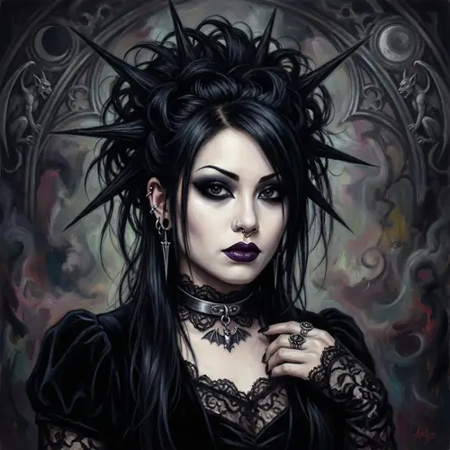 Gothic Asian Woman Portrait | Dark Makeup & Spiky Hair