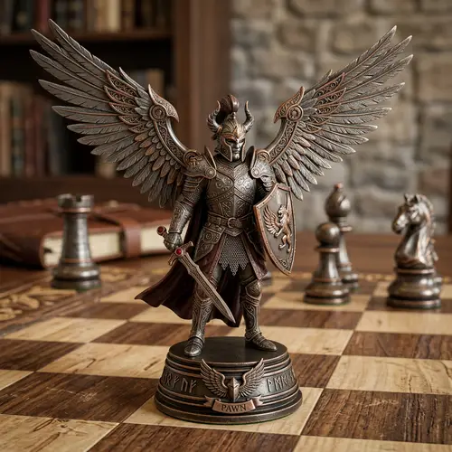 3D Chess Pawn Warrior with Wings - Unique Decor Piece