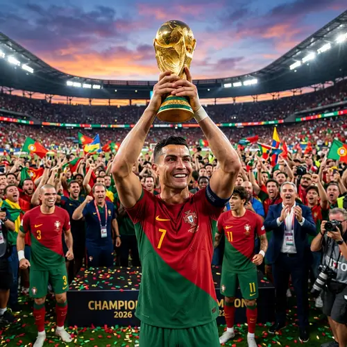 Cristiano Ronaldo with 2026 World Cup Trophy