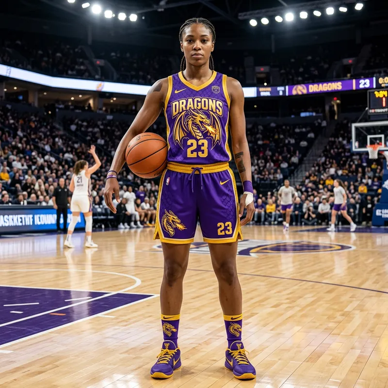 Dragon-Themed Purple and Gold Basketball Uniform Dragon-Themed Purple and Gold Basketball Uniform