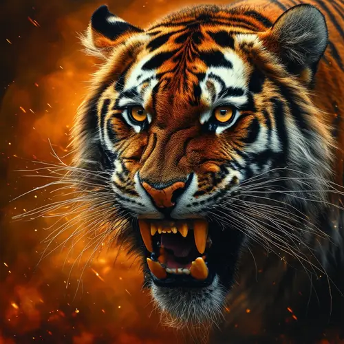 Ferocious Saber Tooth Tiger Album Cover - Metal-inspired Artwork