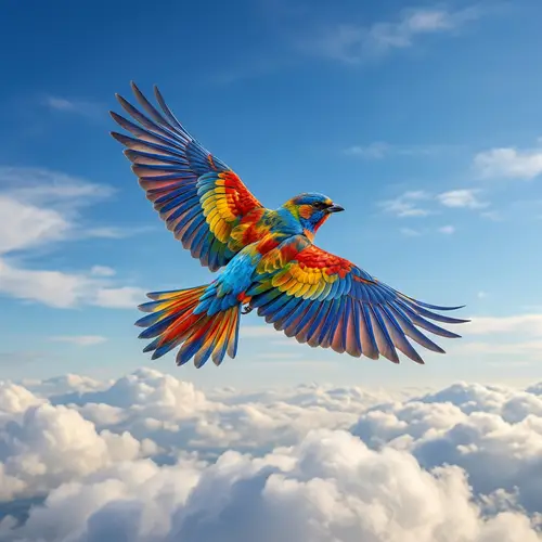 Colorful Bird Soaring High in the Sky