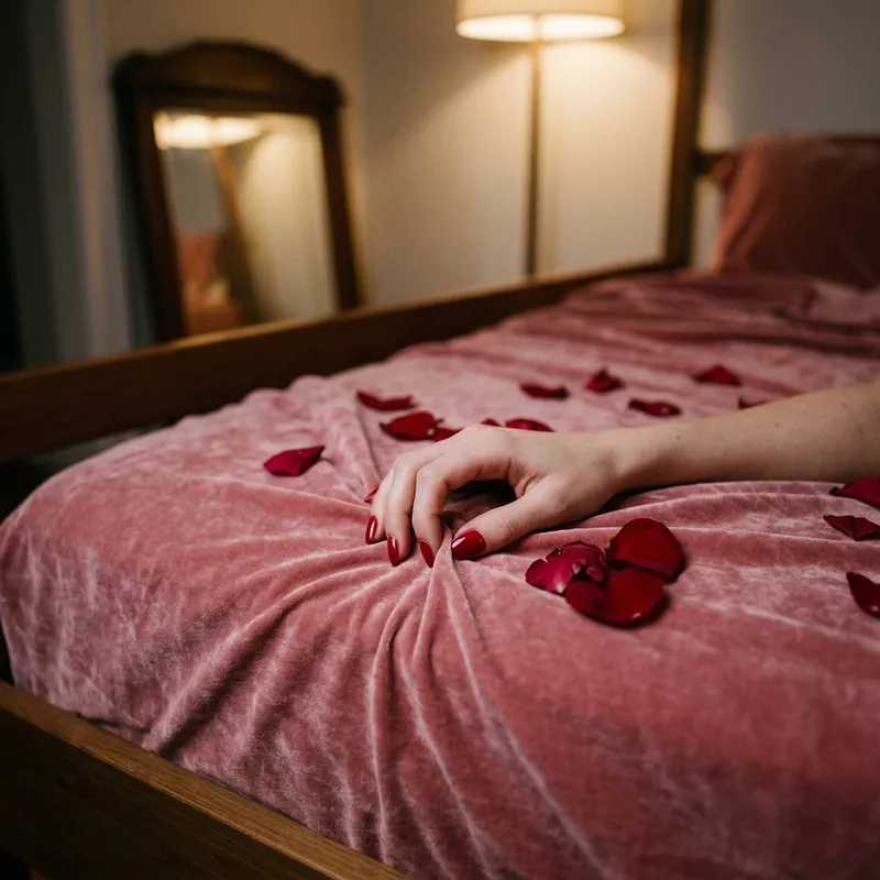 Passionate Elegance: Red Nails on Pink Sheets Passionate Elegance: Red Nails on Pink Sheets