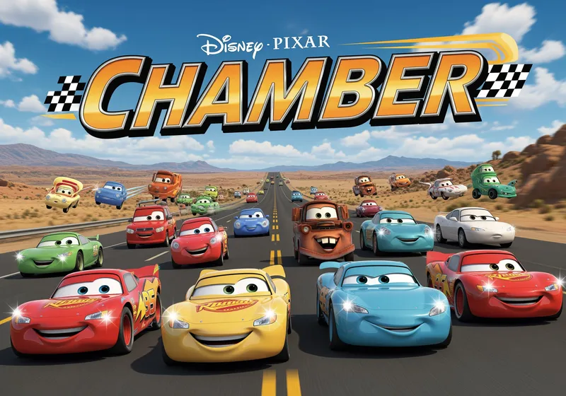 Vibrant Disney Cars Poster on Route 66 Adventure