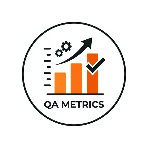 Simple QA Metrics Icon in Orange and Black