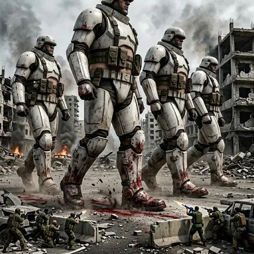Epic Battle: Stormtroopers Overlook War-Torn City