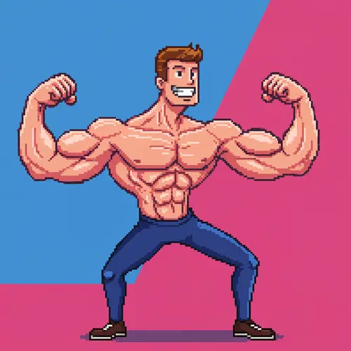 8-Bit Stretchy Man in Powerful Stance