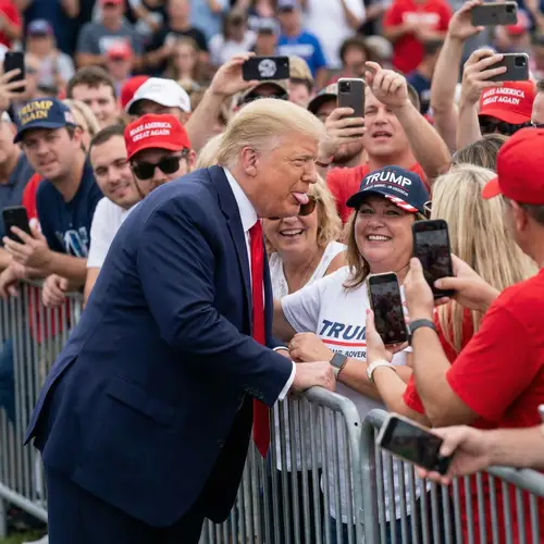 Donald Trump Sticking Out His Tongue to a Fan
