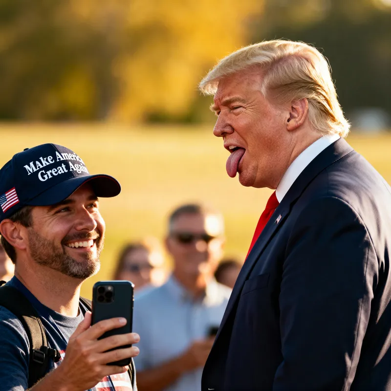 Donald Trump Sticking Out His Tongue to a Fan