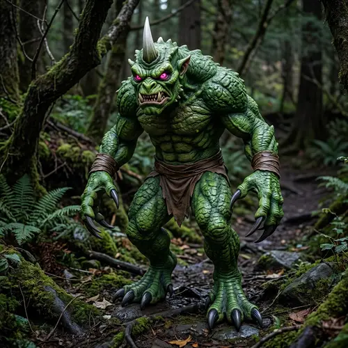 Unique Green Monster with Pink Eyes