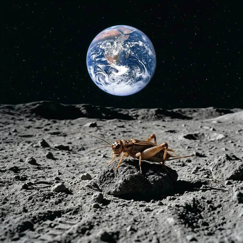 Realistic Cricket on the Moon with Earth Background